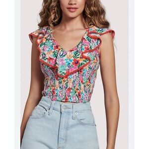 Lost + Wander Women's All Summer Long Top Smocked Floral Multi Small
